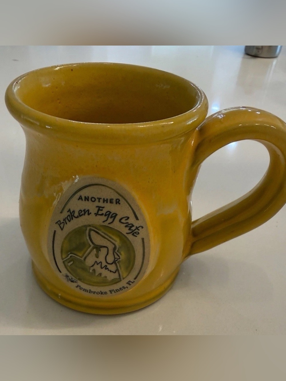 Another Broken Egg Cafe Deneen Pottery Yellow Mug Pembroke Pines FL Handmade